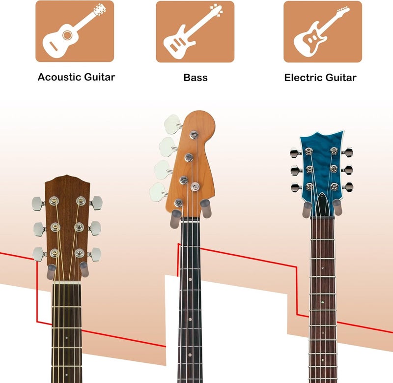 DOMMI Guitar Wall Mount 4 Pack, Guitar Holder with Rotatable Soft Guitar Hook for All Size Guitars, Hardwood U-Shaped Guitar Hanger Wall Mount for Acoustic, Electric Guitar, Bass, Black Walnut - Image 5